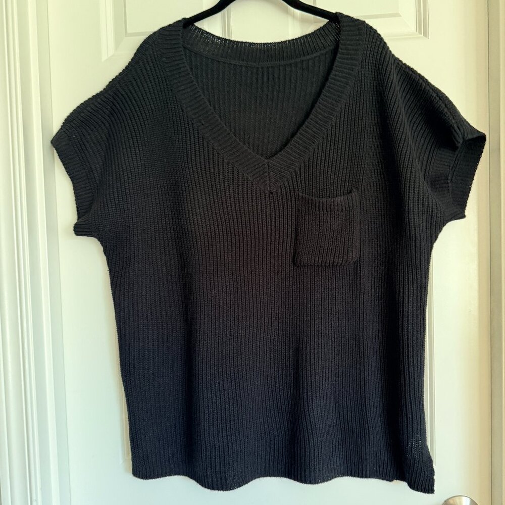 Shein Curve Chunky Short Sleeve V-neck Sweater with pocket size 3XL